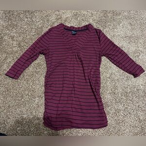 Garnet and black striped maternity shirt